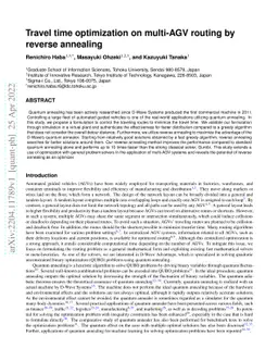 Travel time optimization on multi-AGV routing by reverse annealing