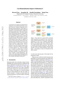 Can Rationalization Improve Robustness?