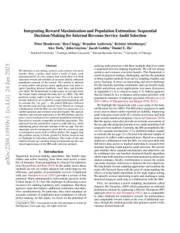 Integrating Reward Maximization and Population Estimation: Sequential
  Decision-Making for Internal Revenue Service Audit Selection