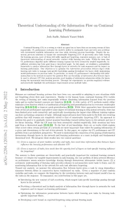 Theoretical Understanding of the Information Flow on Continual Learning
  Performance