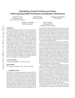 Scheduling Virtual Conferences Fairly: Achieving Equitable Participant
  and Speaker Satisfaction