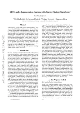 ATST: Audio Representation Learning with Teacher-Student Transformer