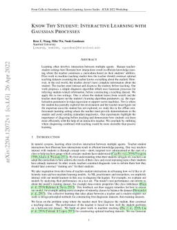 Know Thy Student: Interactive Learning with Gaussian Processes