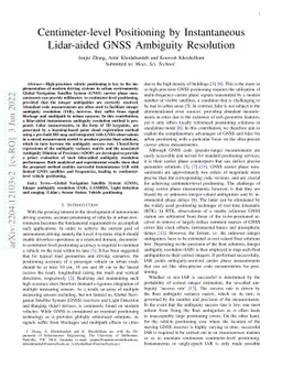 Centimeter-level Positioning by Instantaneous Lidar-aided GNSS Ambiguity
  Resolution