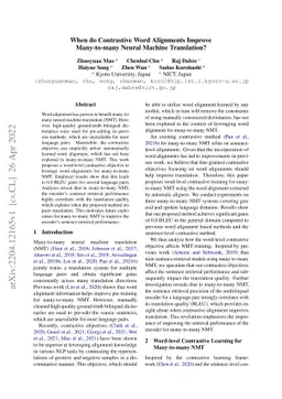 When do Contrastive Word Alignments Improve Many-to-many Neural Machine
  Translation?