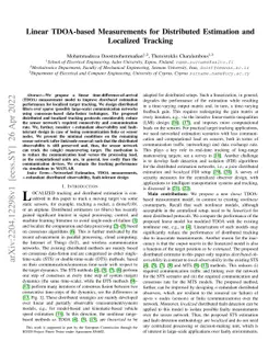 Linear TDOA-based Measurements for Distributed Estimation and Localized
  Tracking