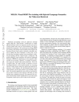 MILES: Visual BERT Pre-training with Injected Language Semantics for
  Video-text Retrieval