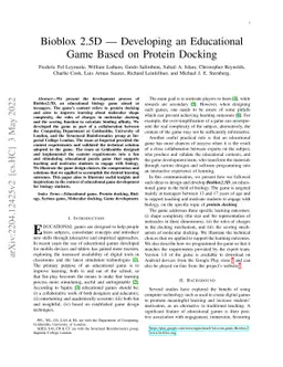 Bioblox 2.5D -- Developing an Educational Game Based on Protein Docking