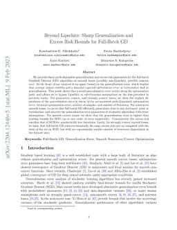 Beyond Lipschitz: Sharp Generalization and Excess Risk Bounds for
  Full-Batch GD