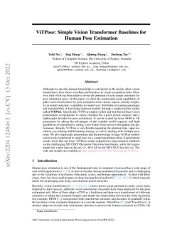 ViTPose: Simple Vision Transformer Baselines for Human Pose Estimation