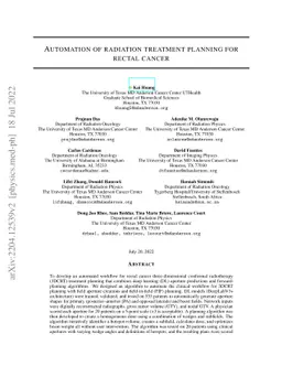 Automation of Radiation Treatment Planning for Rectal Cancer