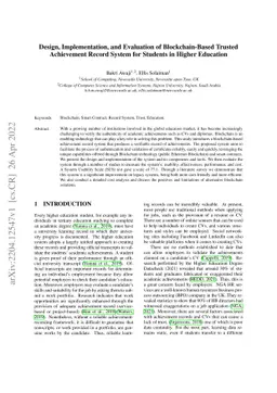 Design, Implementation, and Evaluation of Blockchain-Based Trusted
  Achievement Record System for Students in Higher Education