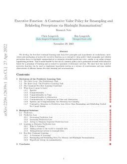 Executive Function: A Contrastive Value Policy for Resampling and
  Relabeling Perceptions via Hindsight Summarization?