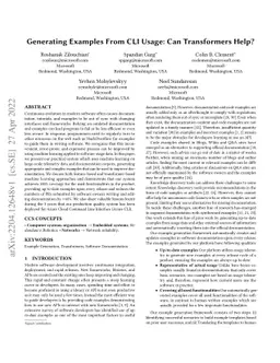 Generating Examples From CLI Usage: Can Transformers Help?