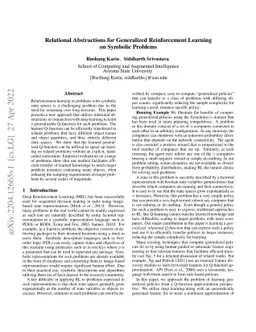 Relational Abstractions for Generalized Reinforcement Learning on
  Symbolic Problems