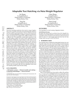 Adaptable Text Matching via Meta-Weight Regulator