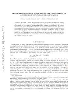 The Multimarginal Optimal Transport Formulation of Adversarial
  Multiclass Classification