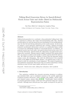 Talking Head Generation Driven by Speech-Related Facial Action Units and
  Audio- Based on Multimodal Representation Fusion