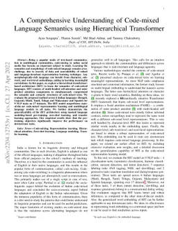 A Comprehensive Understanding of Code-mixed Language Semantics using
  Hierarchical Transformer