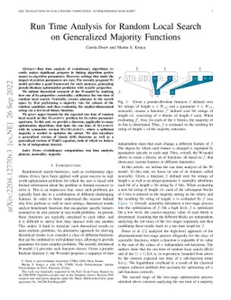 Run Time Analysis for Random Local Search on Generalized Majority
  Functions