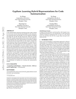 GypSum: Learning Hybrid Representations for Code Summarization