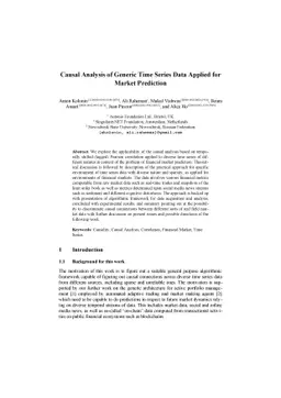 Causal Analysis of Generic Time Series Data Applied for Market
  Prediction