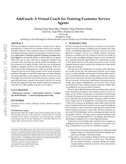 AdaCoach: A Virtual Coach for Training Customer Service Agents