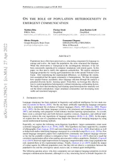 On the role of population heterogeneity in emergent communication