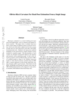Ollivier-Ricci Curvature For Head Pose Estimation From a Single Image