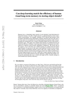 Can deep learning match the efficiency of human visual long-term memory
  in storing object details?