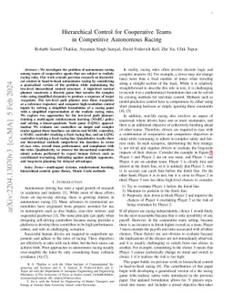 Hierarchical Control for Cooperative Teams in Competitive Autonomous
  Racing