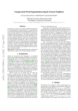 Unsupervised Word Segmentation using K Nearest Neighbors