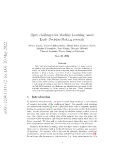 Open challenges for Machine Learning based Early Decision-Making
  research