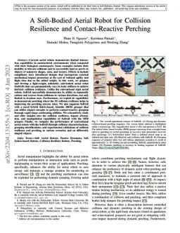 A Soft-Bodied Aerial Robot for Collision Resilience and Contact-Reactive
  Perching