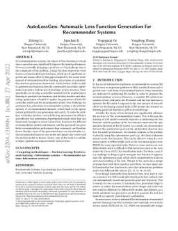 AutoLossGen: Automatic Loss Function Generation for Recommender Systems