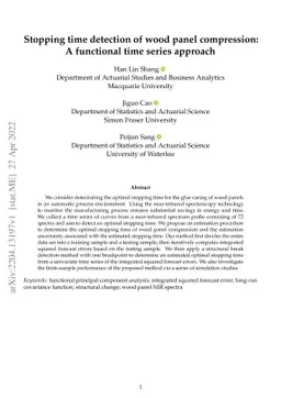 Stopping time detection of wood panel compression: A functional time
  series approach