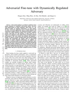 Adversarial Fine-tune with Dynamically Regulated Adversary
