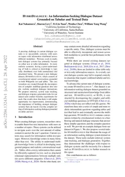 HybriDialogue: An Information-Seeking Dialogue Dataset Grounded on
  Tabular and Textual Data