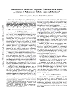 Simultaneous Control and Trajectory Estimation for Collision Avoidance
  of Autonomous Robotic Spacecraft Systems
