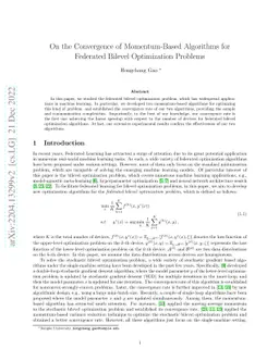 On the Convergence of Momentum-Based Algorithms for Federated Bilevel
  Optimization Problems