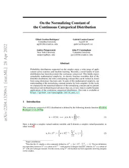 On the Normalizing Constant of the Continuous Categorical Distribution