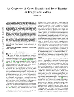 An Overview of Color Transfer and Style Transfer for Images and Videos