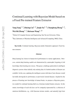 Continual Learning with Bayesian Model based on a Fixed Pre-trained
  Feature Extractor