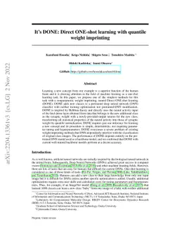 It's DONE: Direct ONE-shot learning with quantile weight imprinting