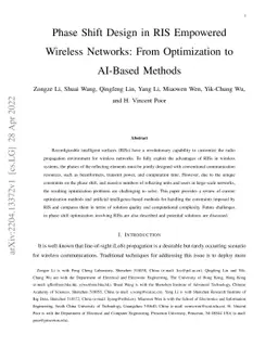 Phase Shift Design in RIS Empowered Wireless Networks: From Optimization
  to AI-Based Methods