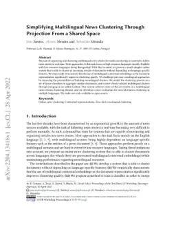 Simplifying Multilingual News Clustering Through Projection From a
  Shared Space