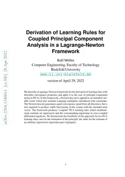 Derivation of Learning Rules for Coupled Principal Component Analysis in
  a Lagrange-Newton Framework