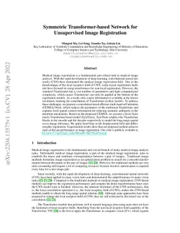 Symmetric Transformer-based Network for Unsupervised Image Registration