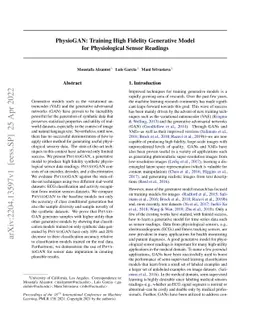 PhysioGAN: Training High Fidelity Generative Model for Physiological
  Sensor Readings