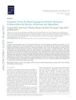 Computer Vision for Road Imaging and Pothole Detection: A
  State-of-the-Art Review of Systems and Algorithms